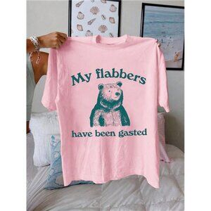 Women Casual Animal Slogan Print Round Neck T-Shirt